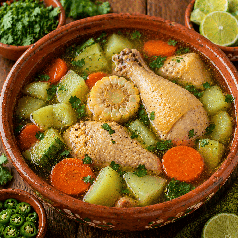 Caldo de pollo mexicano
