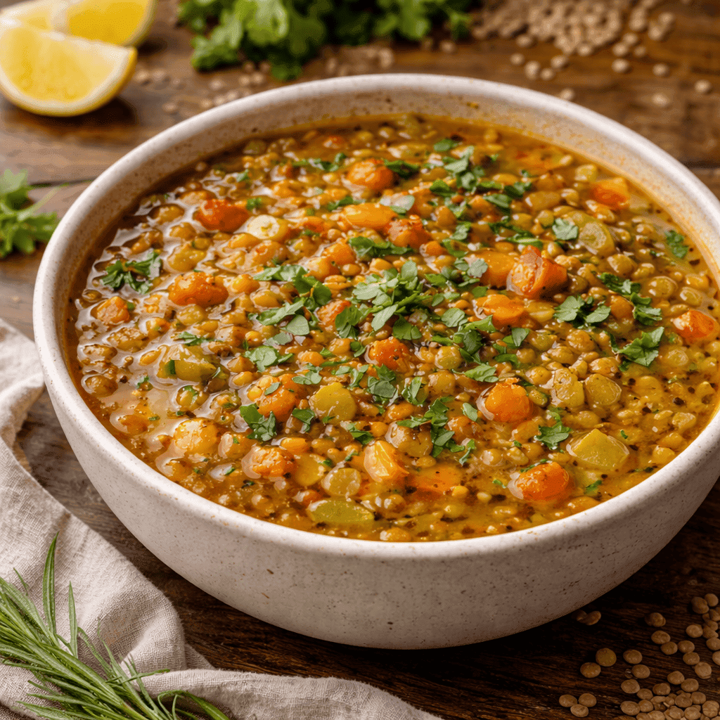 Sopa de lentejas con verduras