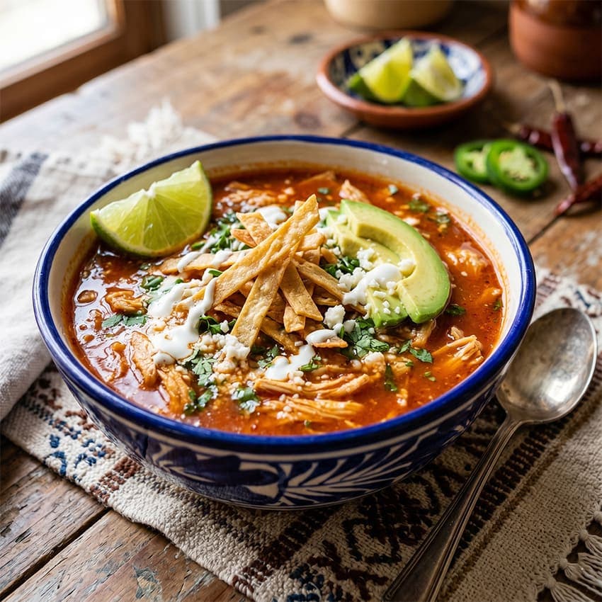 Sopa de lima con tortilla