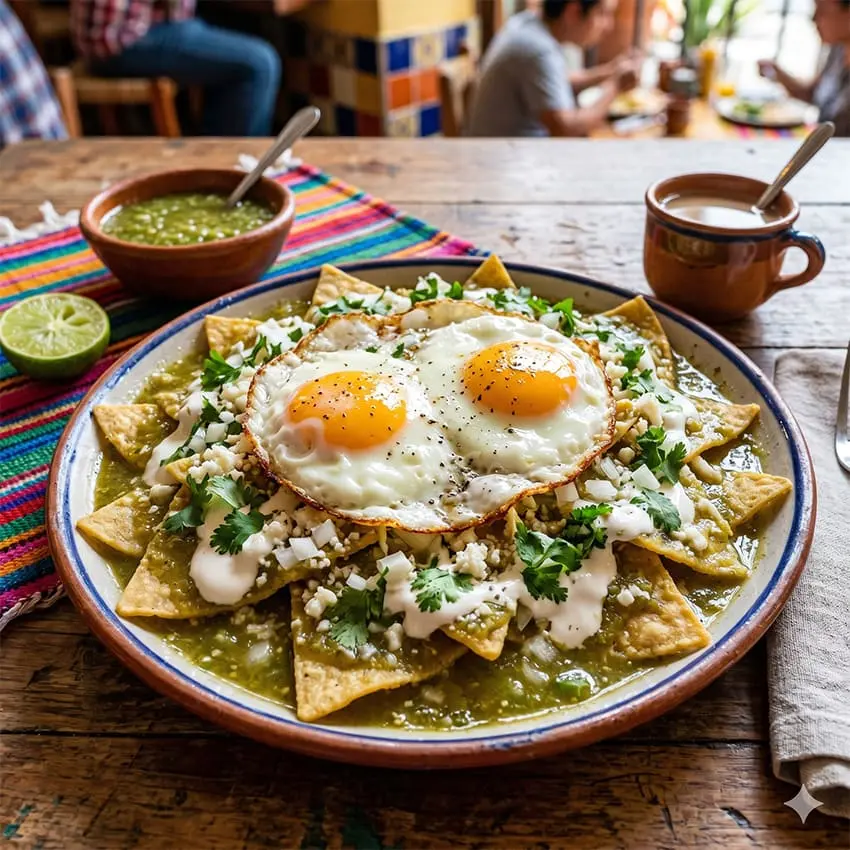 Chilaquiles verdes con huevo
